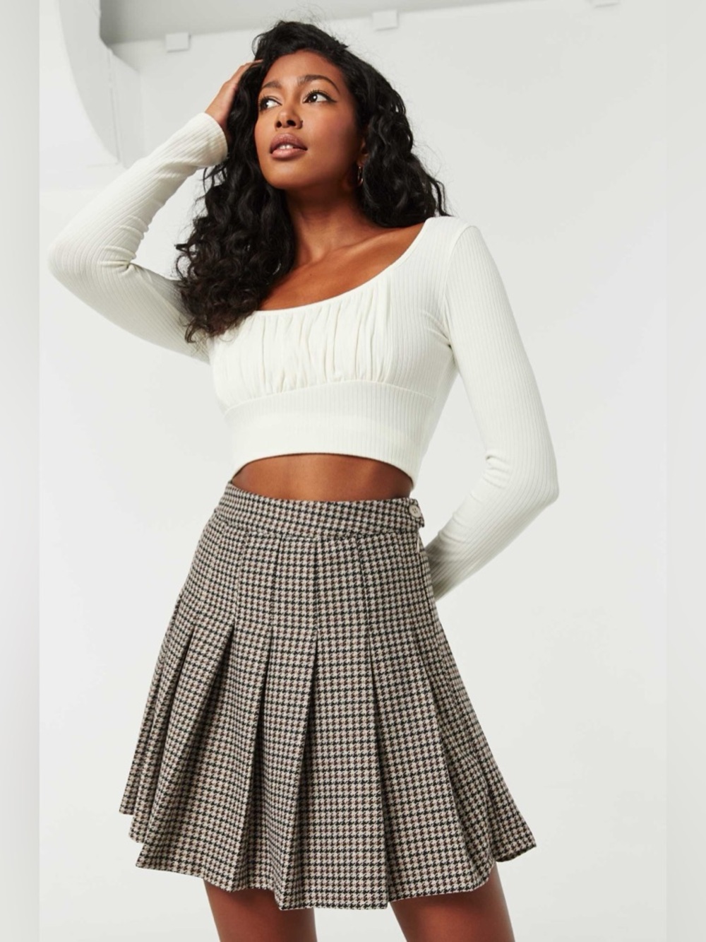 Ruched-Front Long-Sleeved Top